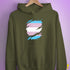 Transgender Pride Flag Ripped Reveal Hoodie - Army